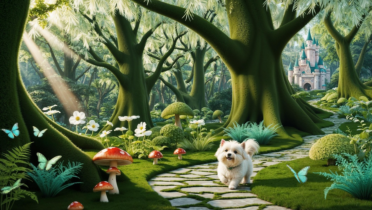 koira satumetsässä